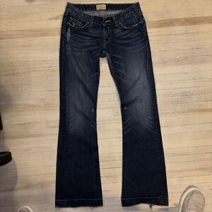 BKE Women's Starlite Distressed Stretch  low waist Bootcut Jeans Size 28x33.5